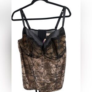 NEW Cacique Black Lace Satin Corset ~ Size 26/28